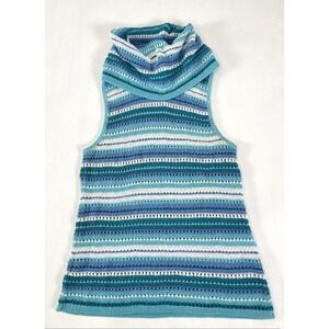 Y2K Vintage Spoiled Girl Crocheted‎ Knit Mockneck Sweater Top Sleeveless 90's